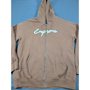 Empyre Mens Brown Embroidered Script Logo Full Zip Hoodie Sweatshirt XL RN116442